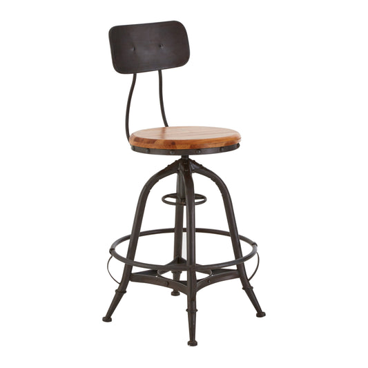 Forge Fir Wood And Metal Bar Chair