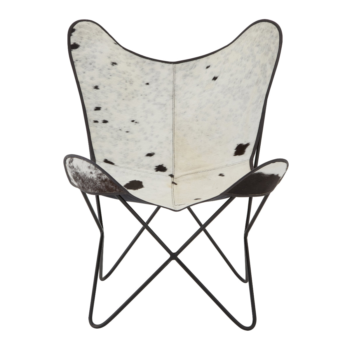 Bovine Black Cowhide Butterfly Chair