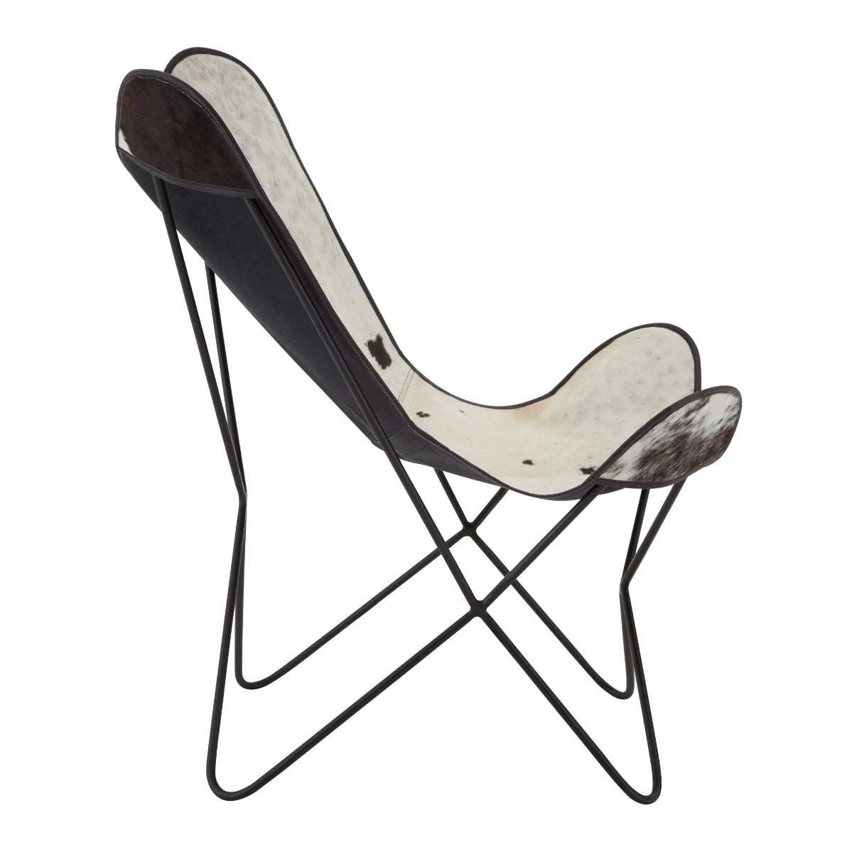 Bovine Black Cowhide Butterfly Chair