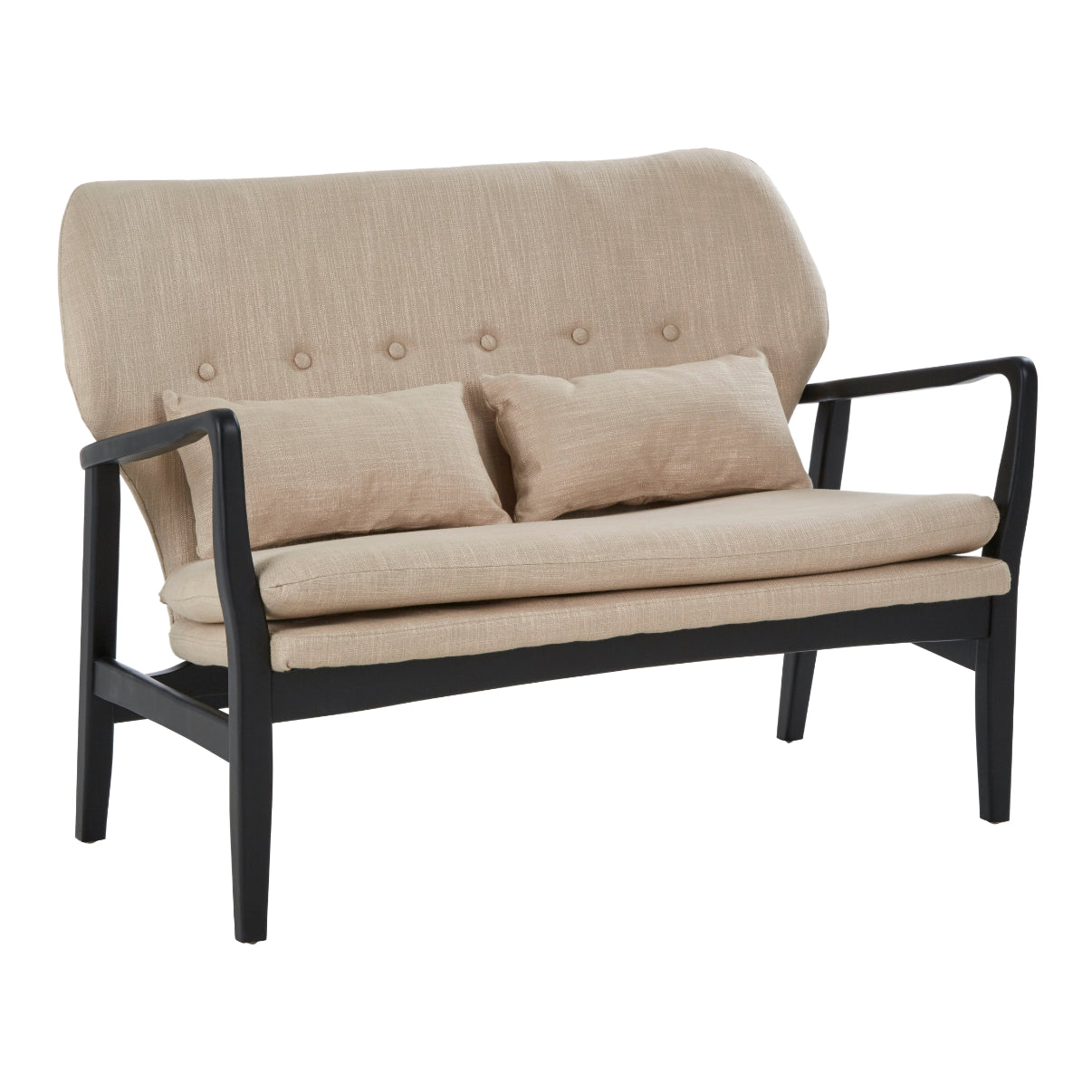 Malmo 2 Seat Beige Sofa With Black Wood Frame