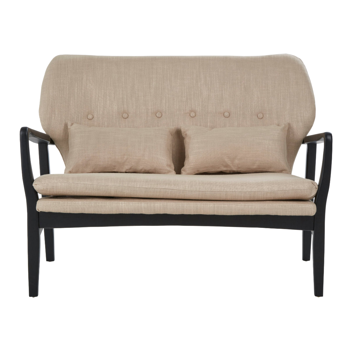 Malmo 2 Seat Beige Sofa With Black Wood Frame