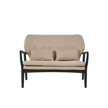 Malmo 2 Seat Beige Sofa With Black Wood Frame