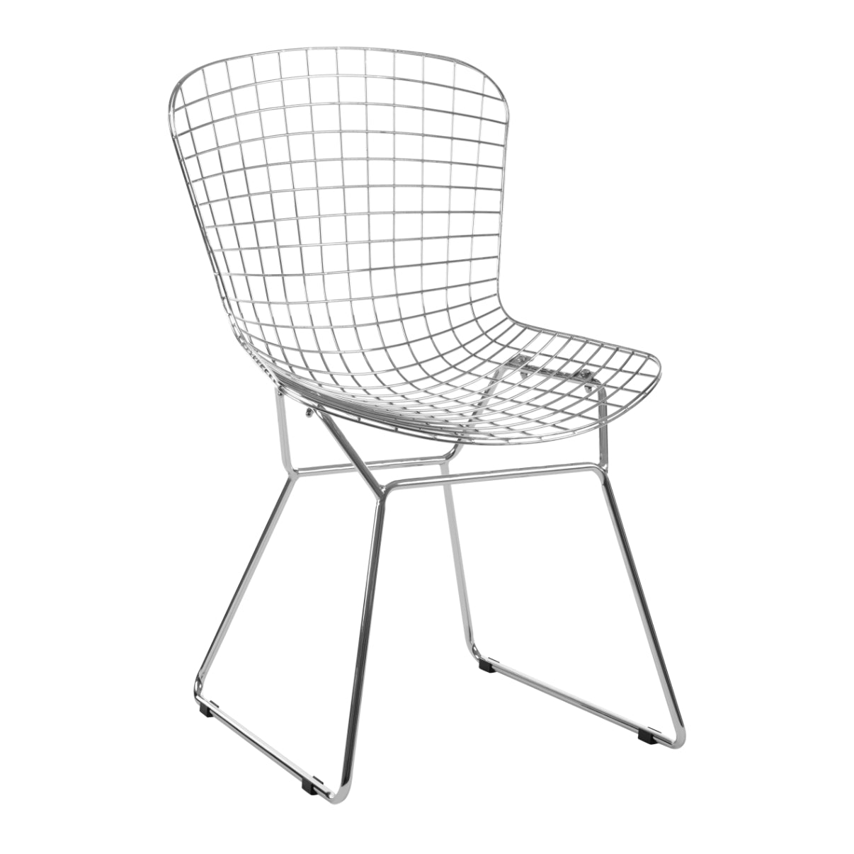 Chrome Metal Grid Frame Wire Chair