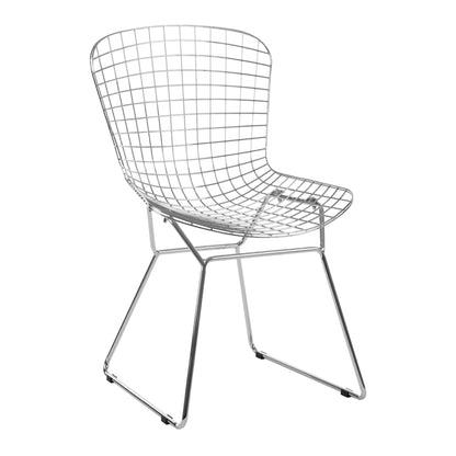 Chrome Metal Grid Frame Wire Chair