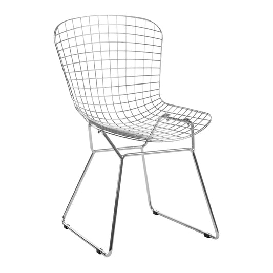 Chrome Metal Grid Frame Wire Chair