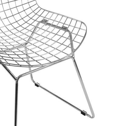 Chrome Metal Grid Frame Wire Chair