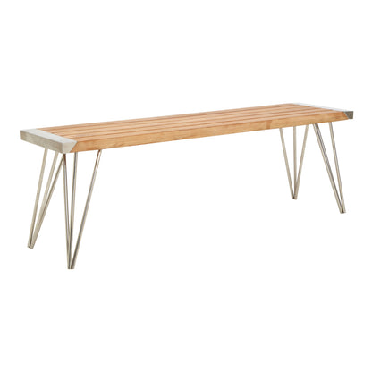 Tamil Teak Wood Bench with Metal Legs