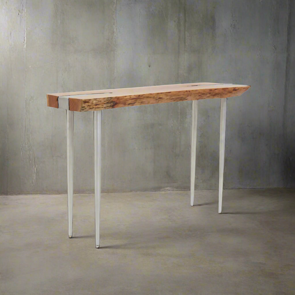 Chand Acacia Wood Console Table With Steel Legs