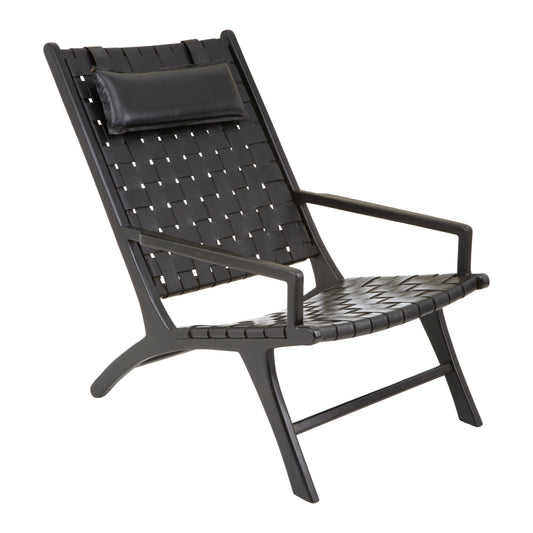 Kandai Black Leather Woven Chair