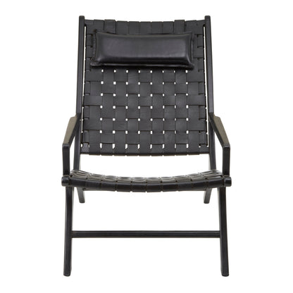 Kandai Black Leather Woven Chair