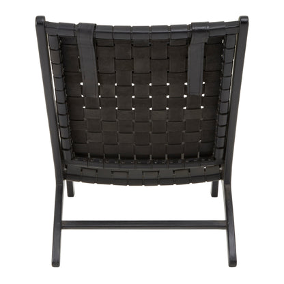 Kandai Black Leather Woven Chair