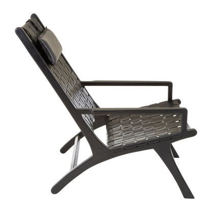 Kandai Black Leather Woven Chair