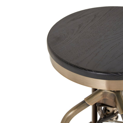 Smith Ash Wood Seat Metallic Stool