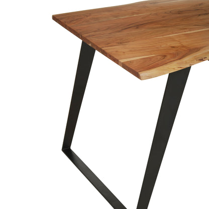 Boras Acacia Wood And Looped Iron Base Dining Table