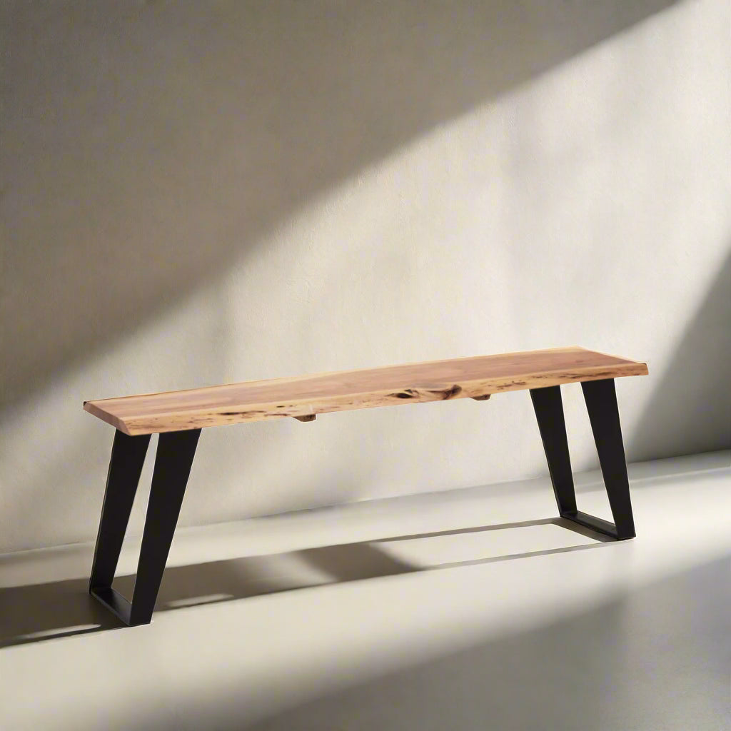 Boras Acacia Wood And Looped Iron Base Bench