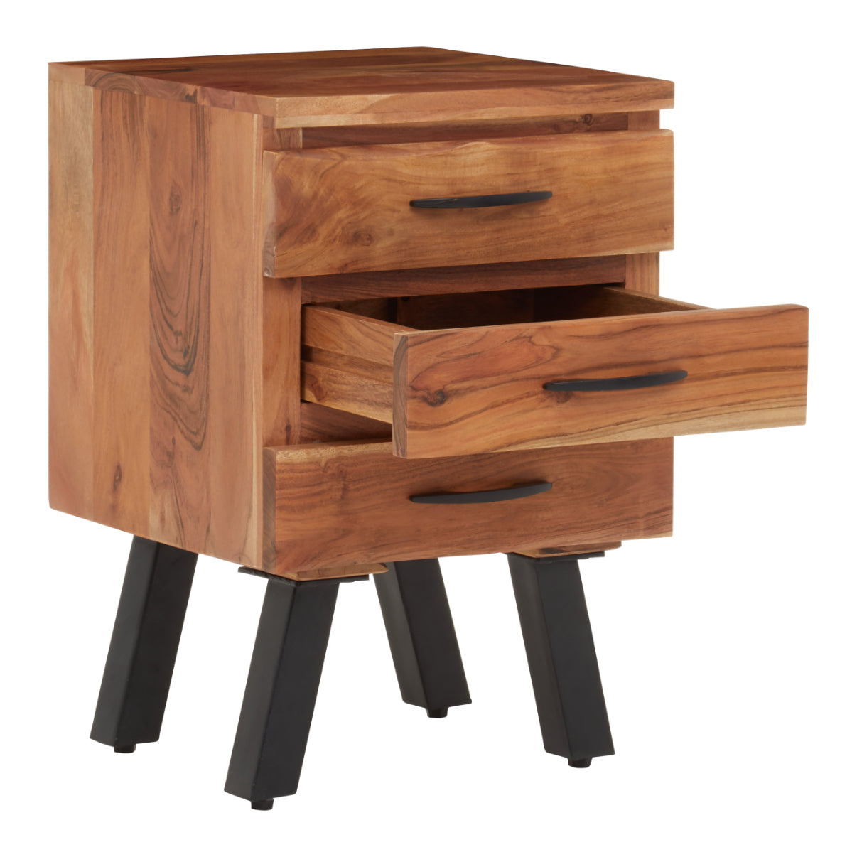 Rama Three Drawer Acacia Side Table