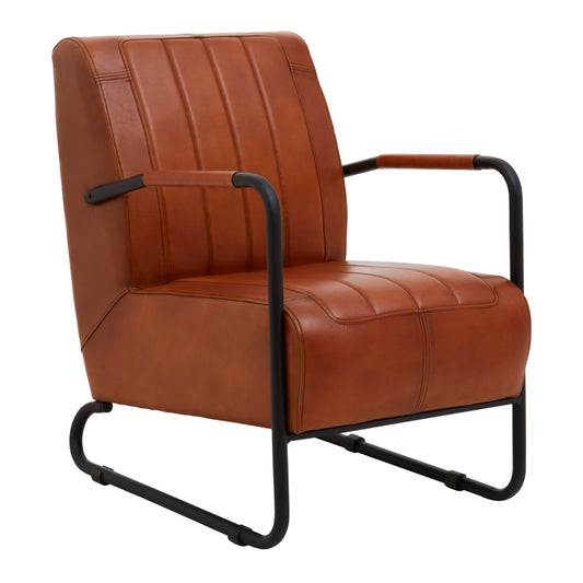 Bovine Tan Leather Armchair