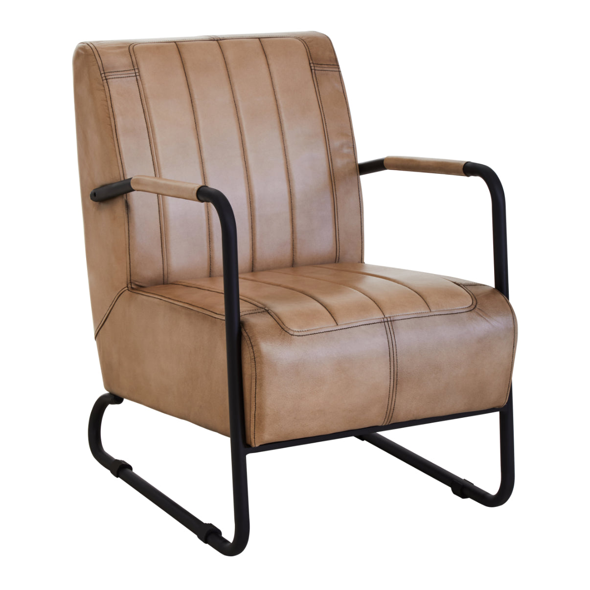 Bovine Grey Leather Armchair