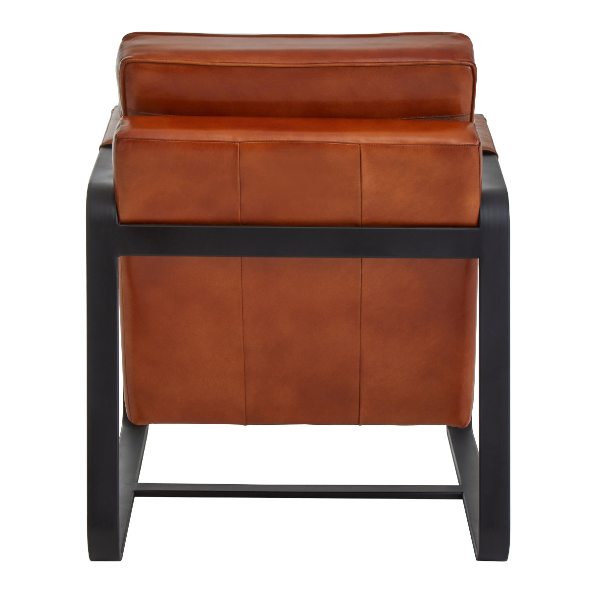 Bovine Tan Leather Armchair With Black Iron Frame