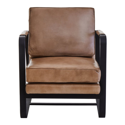 Bovine Grey Leather Armchair With Black Iron Frame